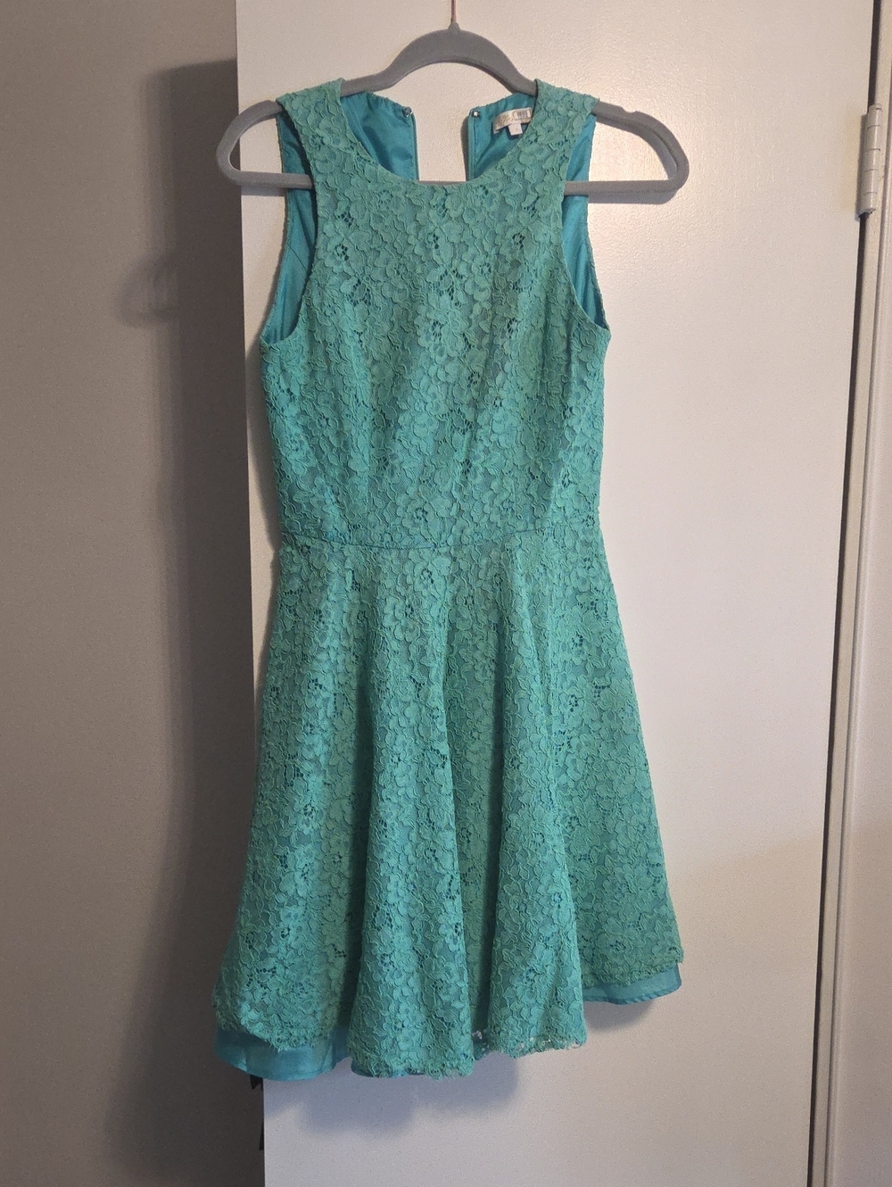 Aqua Lace Fit-and-Flare Dress